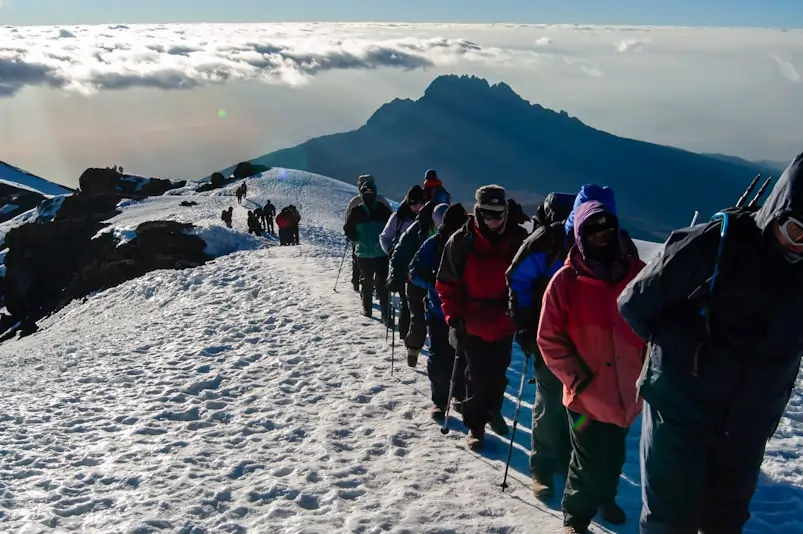 Travelers exploring East African landscape